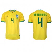 Pánský Fotbalový dres Brazílie Marquinhos #4 MS 2022 Domácí Krátký Rukáv